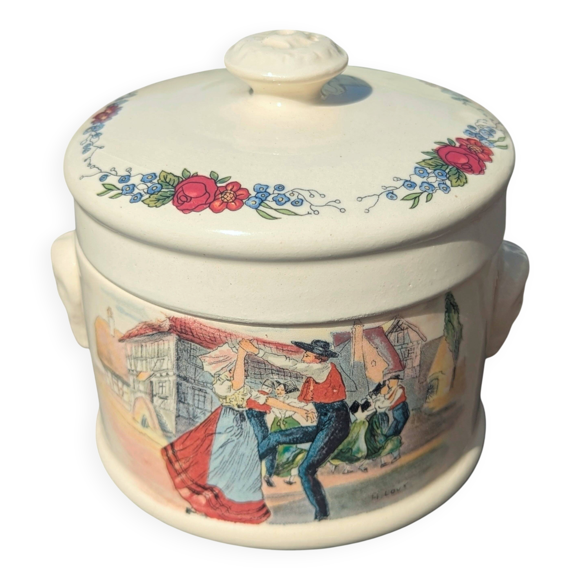 Ceramic bonbonnière Sarregemines Obernai, France Porcelain box
