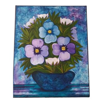 Canvas blue flowers