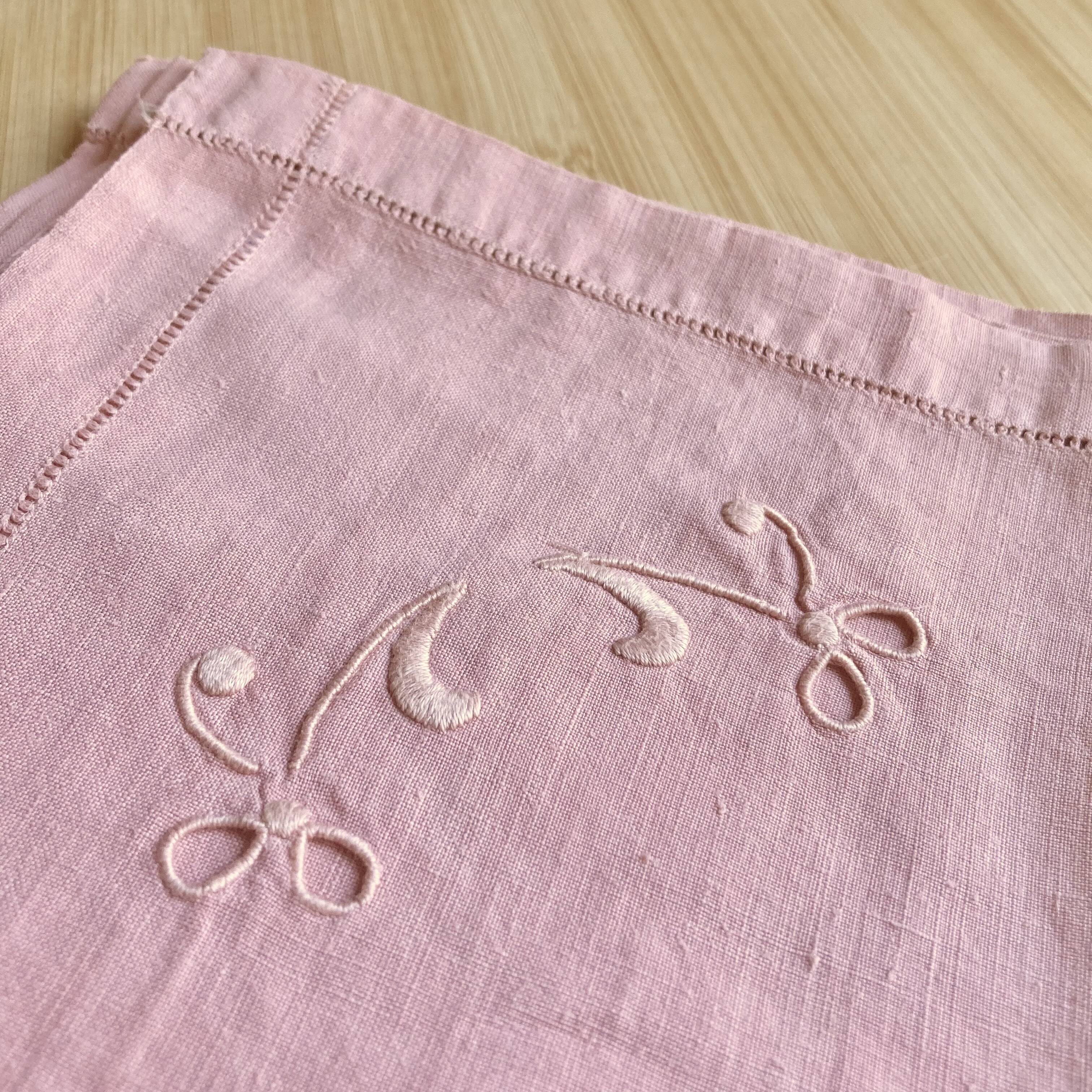 Old tea tablecloth, embroidered linen