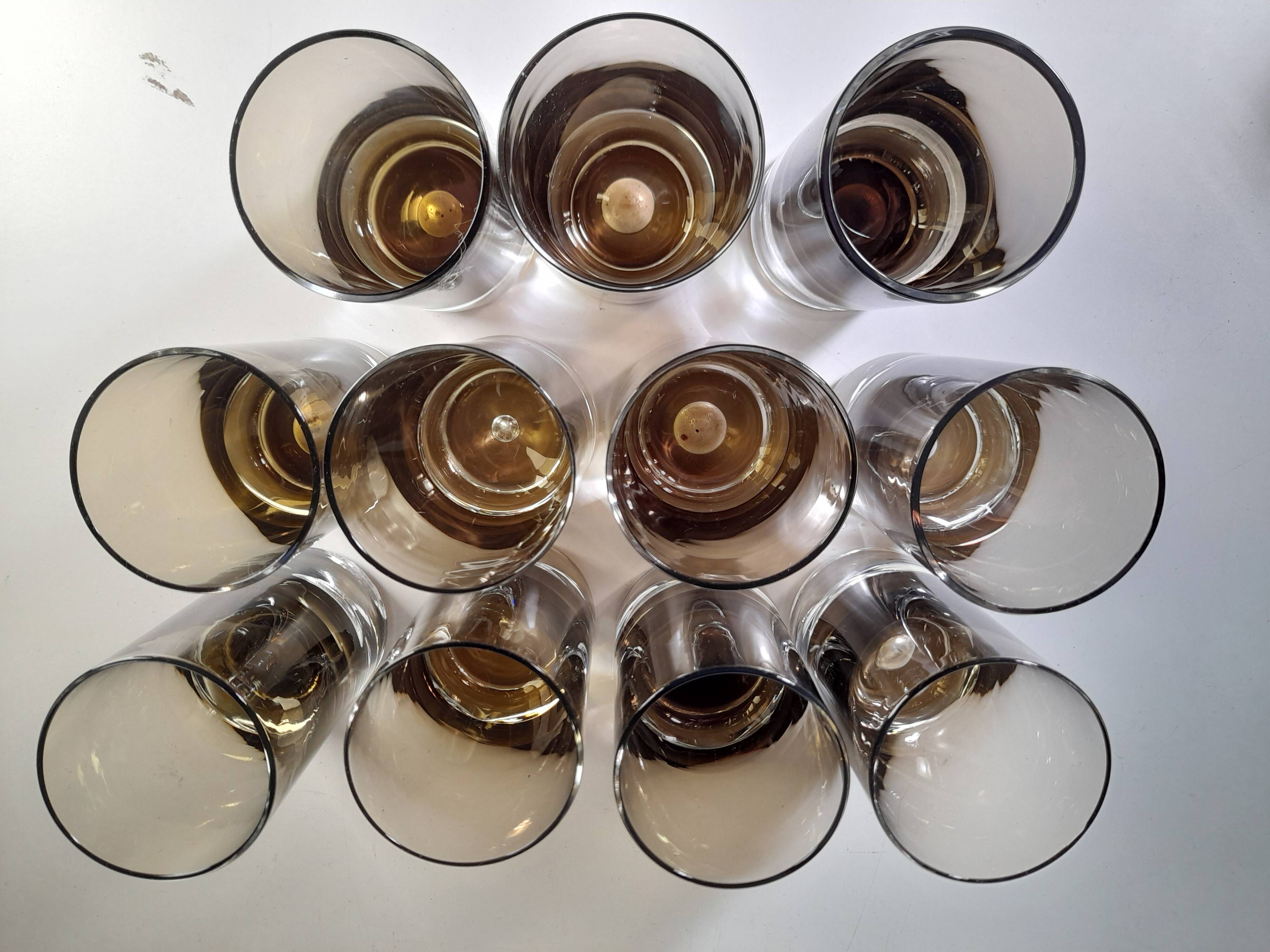 Set of 11 glasses, design by Roland Pösch Gral Glas, vintage 70s.
