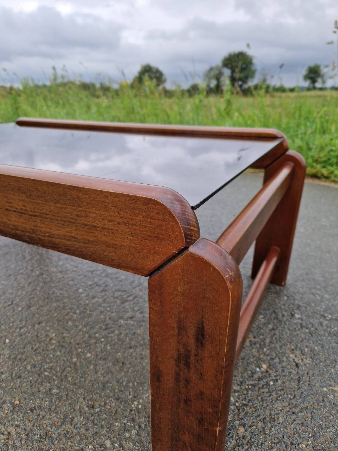 Vintage smoked glass coffee table