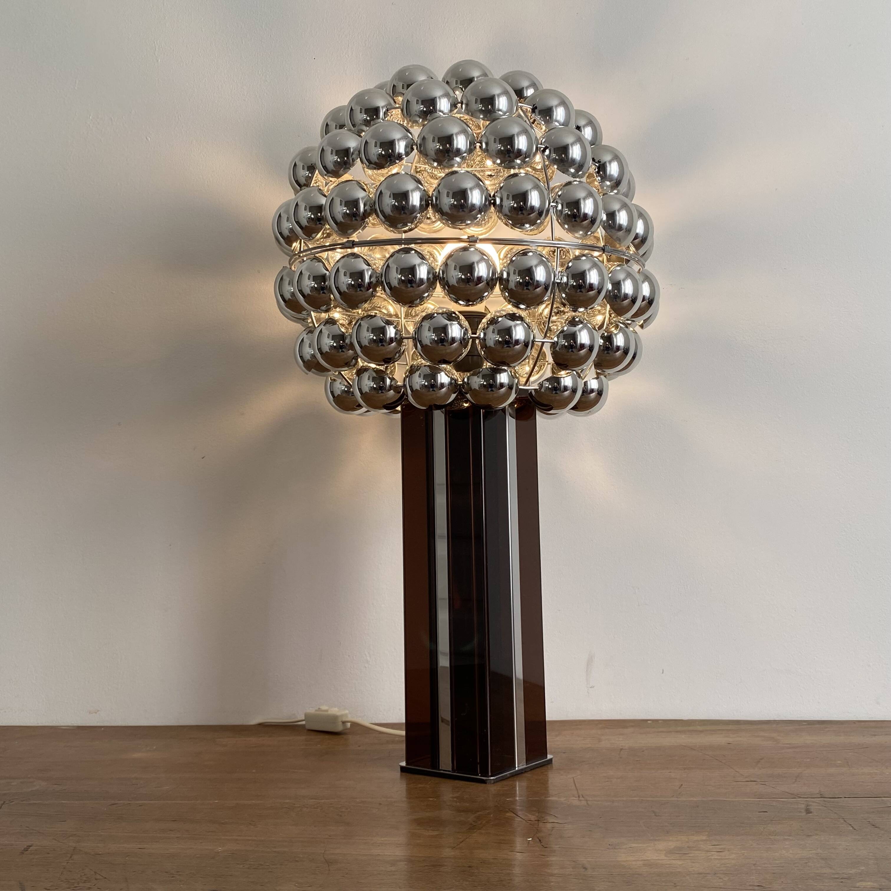 Lampe cinétique Space age en plexiglas fumé, 1970