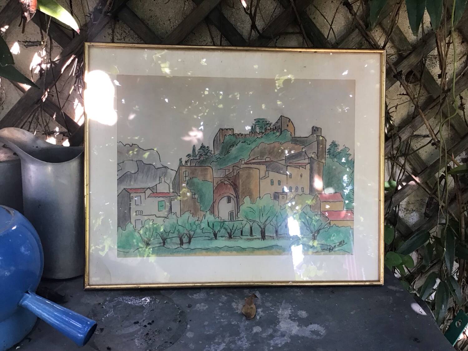 Fortified village painting