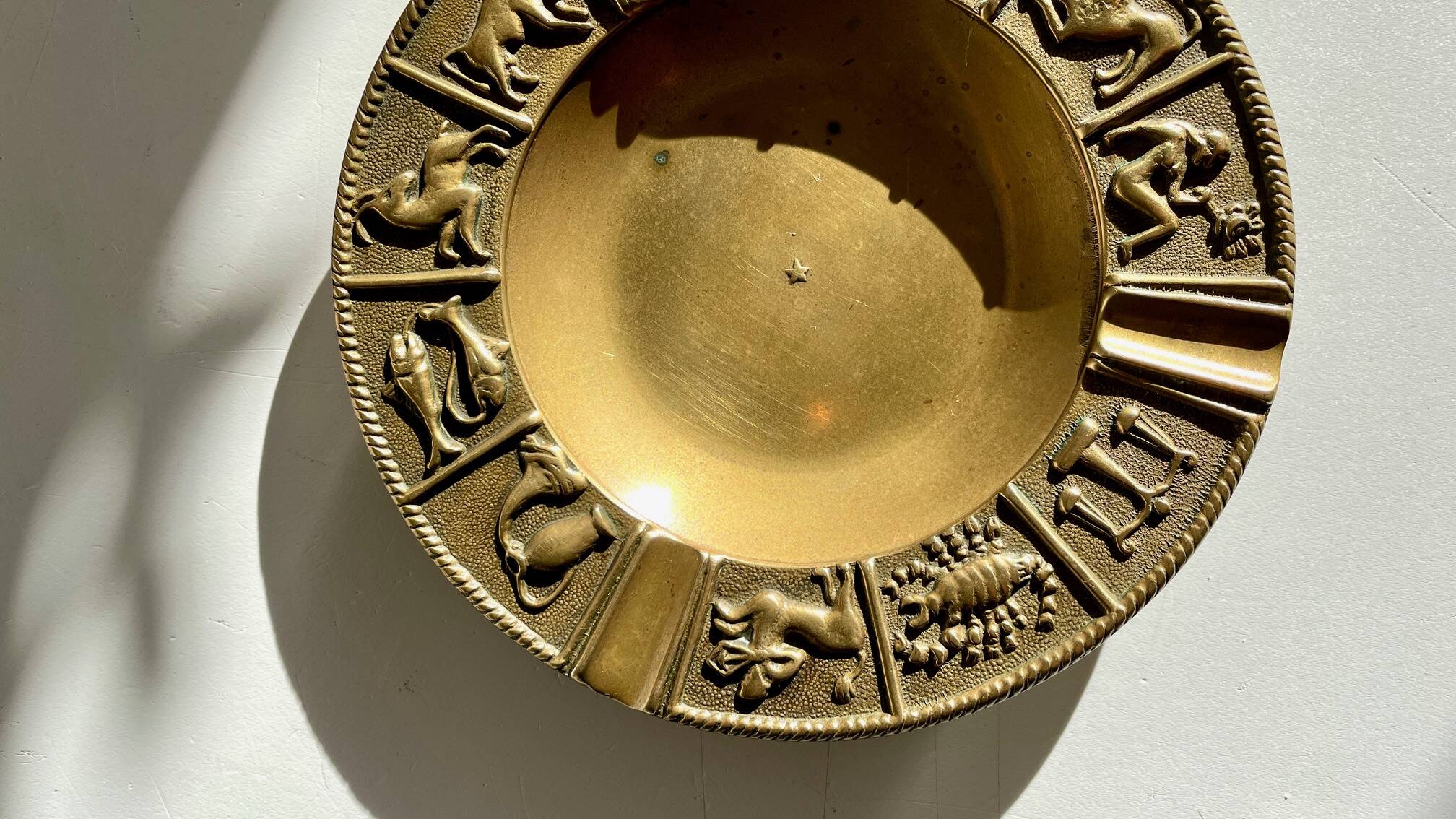 CENDRIER Signes du Zodiaque BRONZE Vintage