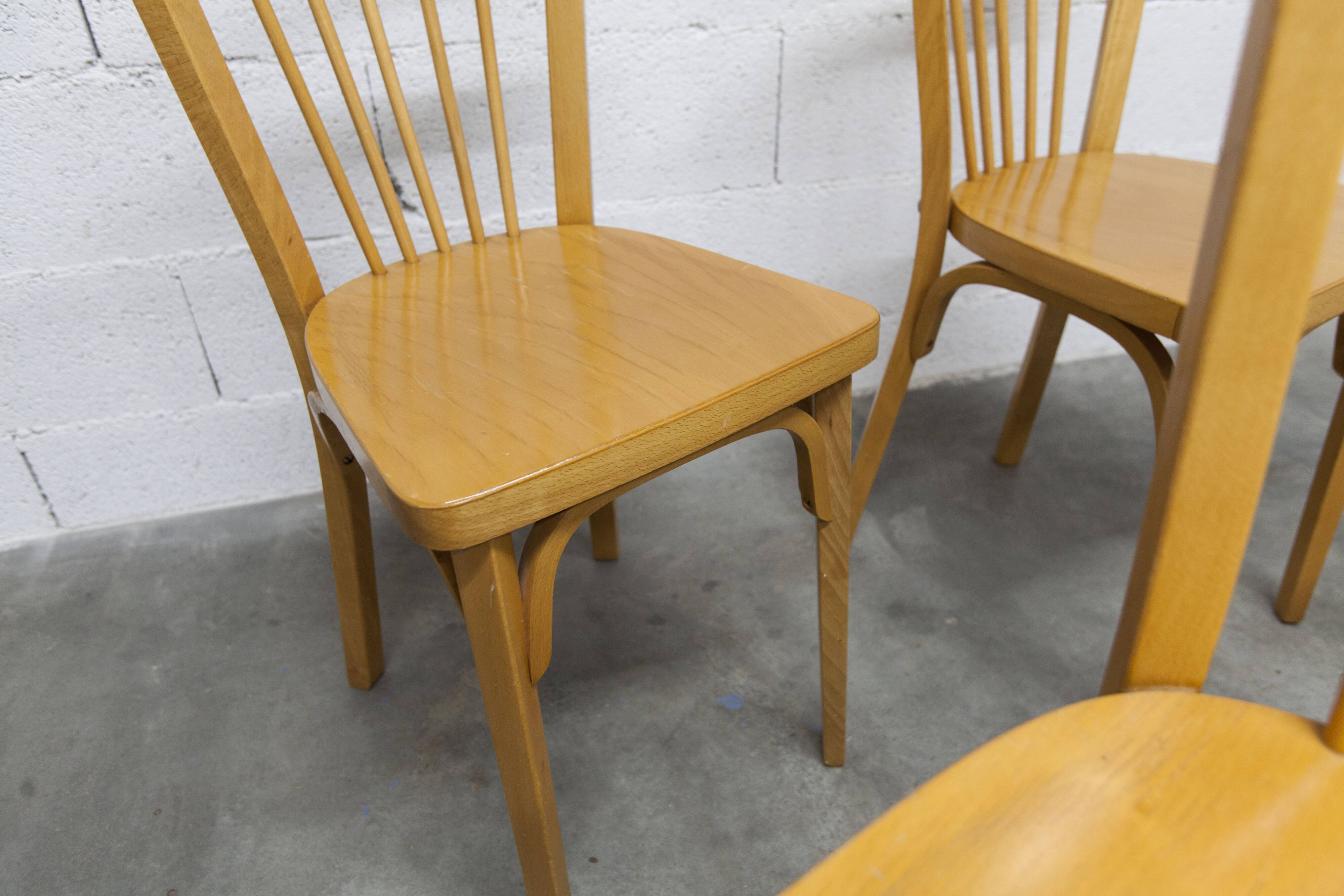 Set of 4 Baumann bistro chairs model 153 stamped 1981.