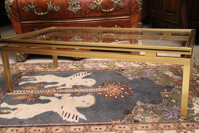 Pierre Vandel Paris design 1970 design gold metal coffee table
