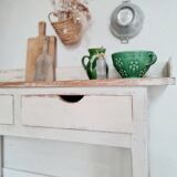 Antique counter, wooden work table.