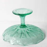 Pressed Glass Pedestal Bowl / Vintage Georgia Green Fruit Bowl / Ukraine /