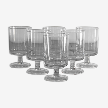 Lot de 6 verres à eau ou à vin en verre 1970 seventies art de la table