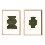 Duo of paints - pow and mood - dark khaki green - signed eawy