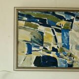 Original mid-century Swedish oil on canvas – “Abstract Composition” by Tryggve Örn – vintage & framed, 52.5 × 67 cm