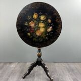 Table Guéridon Napoléon III Peinte à La Main , XIXe Siècle
