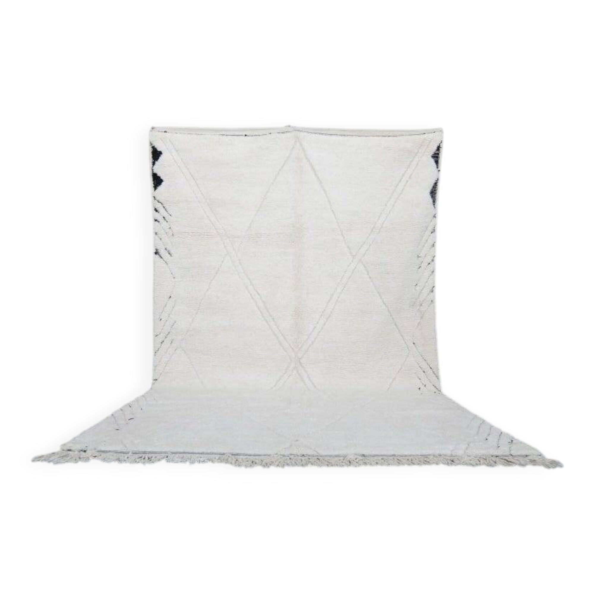 Handmade Moroccan Beni Ourain rug in cream white, 150/250cm