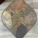 90s set of 3 brutal coffee tables with mosaic by Paul Kingma for Kneip