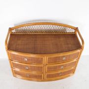 Rattan and brass chest of drawers