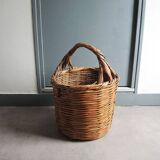Antique Round Wicker Log Basket