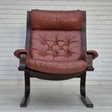 1970s, Scandinavian design, lounge chair, original very good condition, brown leather.