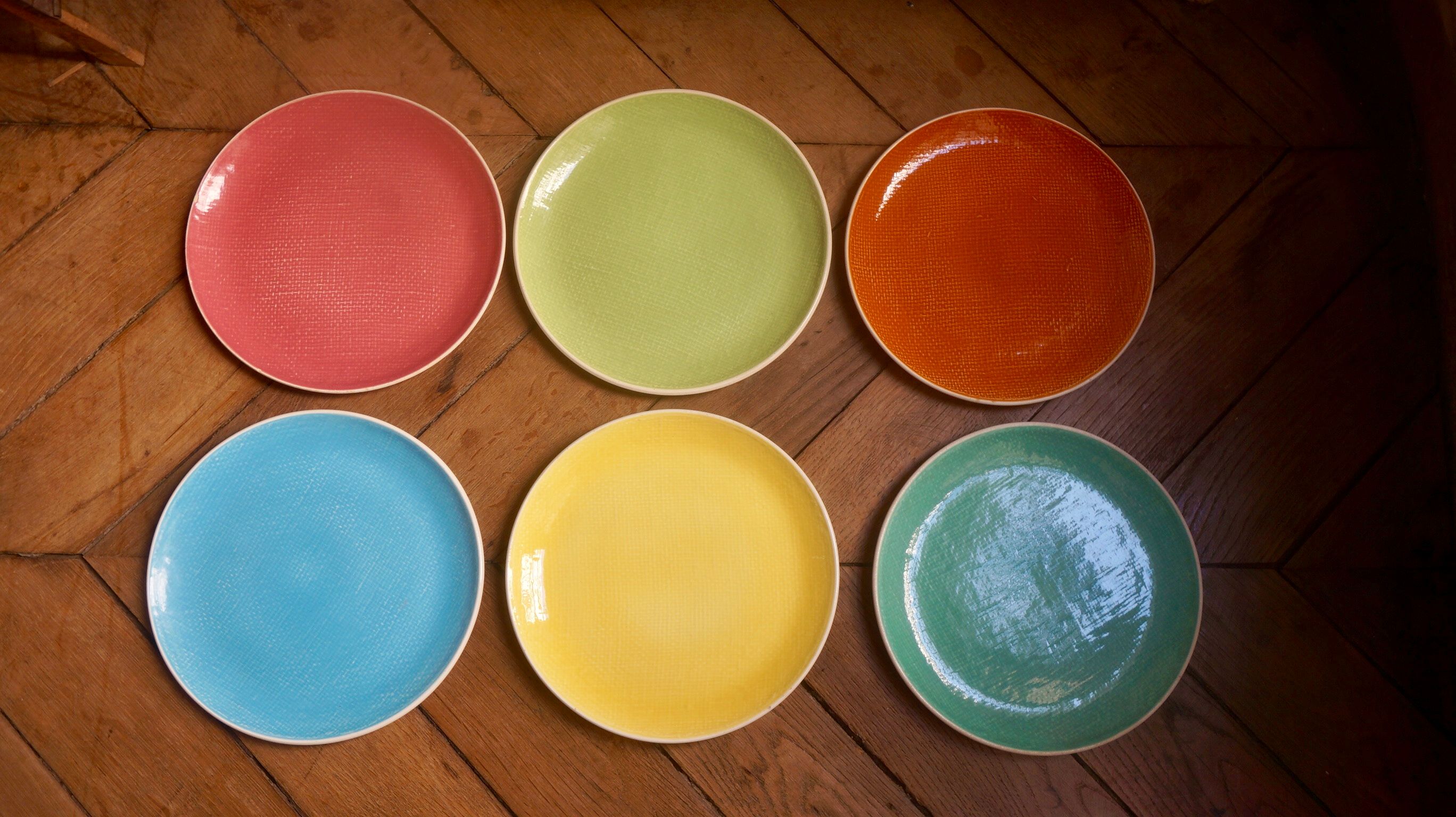 6 plates flat Salins Deauville 1960 French design