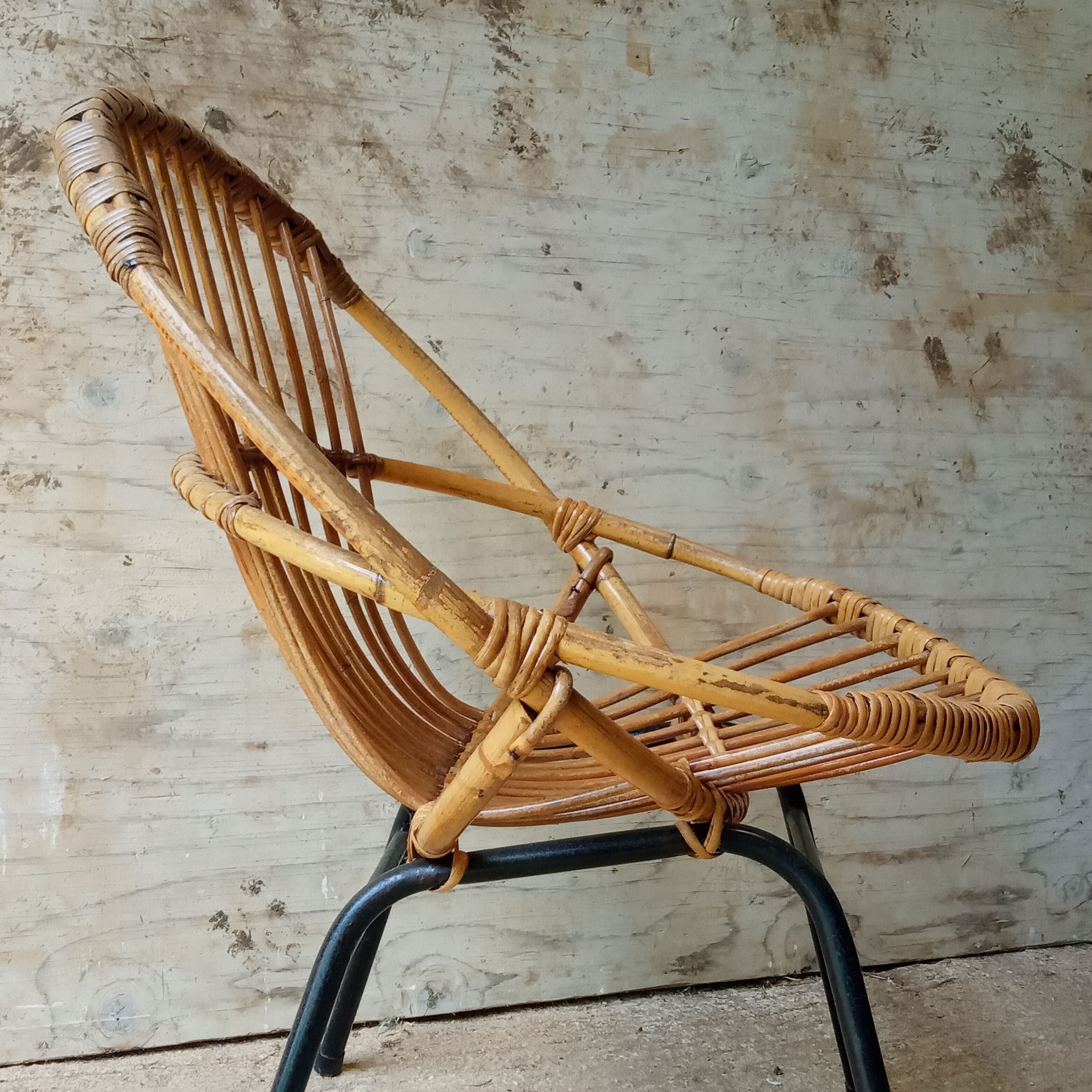 Rattan armchair 50s