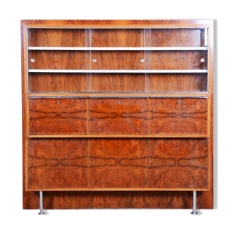 Restored art deco sideboard made in 1930s czechia. walnut