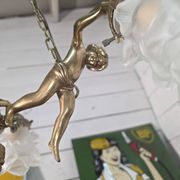 Lustre aux angelots en bronze années 70