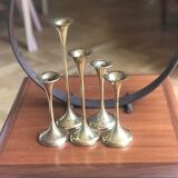 Danish candle holders set 5 design Freddie Anderson Golden brass