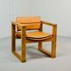 Chaise d'appoint cubique en pin et cuir cognac, design hollandais, Ate van Apeldoorn, années 70