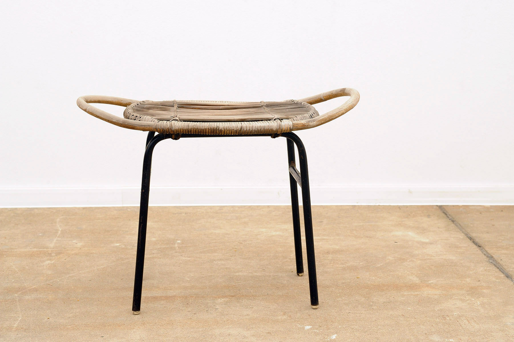 Mid century rattan stool by Alan Fuchs for Uluv 1960´s Czechoslovakia