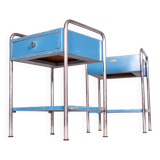 Restored Bauhaus Pair of Bedside Tables, Hynek Gottwald, Chrome, Czechia, 1930s