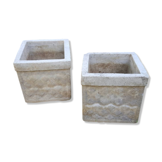 Pair of vintage cubic planters 1960