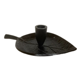 Black metal leaf candle holder