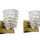 2 appliques de style Art Déco Barovier & Toso en laiton et verre de Murano Rostrato
