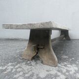 Old farm bench, bed end, in raw solid oak