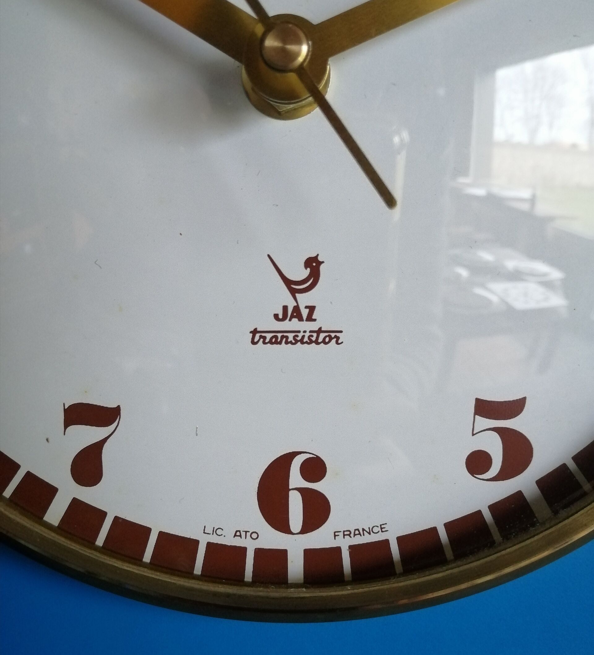 Vintage formica clock silent rectangular wall clock "blue jaz"