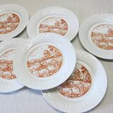 6 vintage white Augusty porcelain dinner plates in very good condition