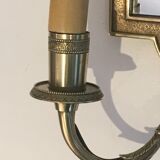 Pair of mirror and bronze wall lamps with lions' heads, french work. around 1940