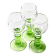 Set of 3 Vintage Limoncino Liqueur Glasses, Green Stem Shot Stemware / 1970