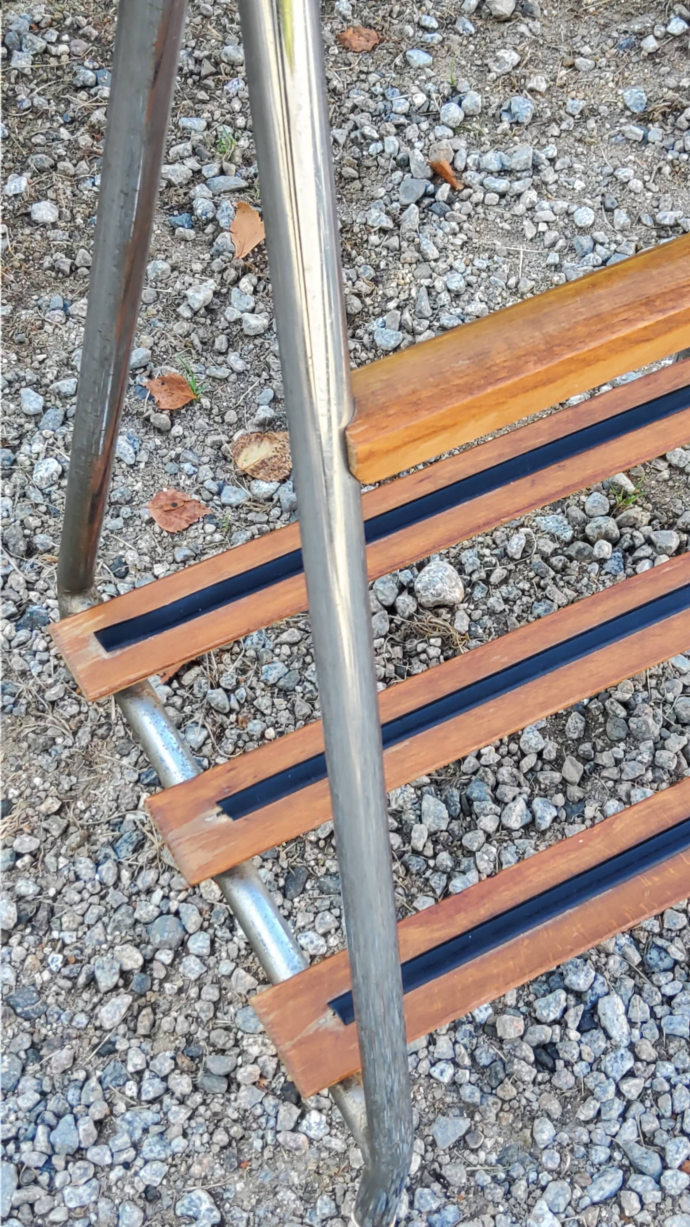 Vintage valet in wood, chrome metal and vinyl from the 60s