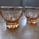 Carafe and 5 pink glass liqueur glasses with a gold rim 2008123