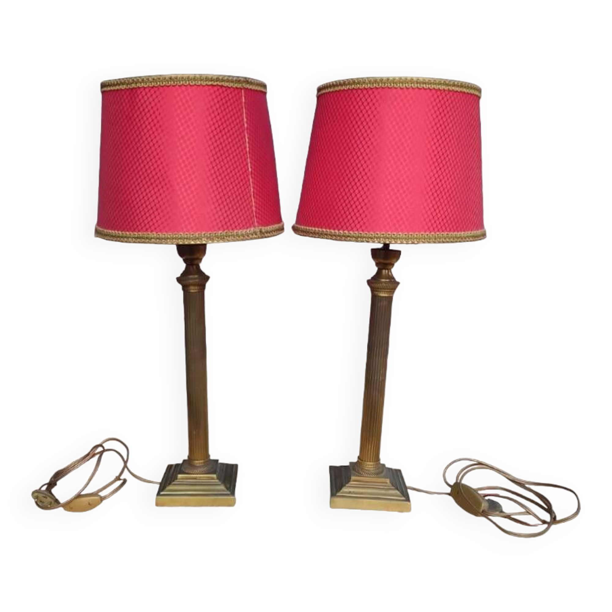 Paires de lampes style empire Abat jour rouge
