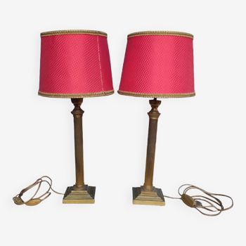 Paires de lampes style empire Abat jour rouge