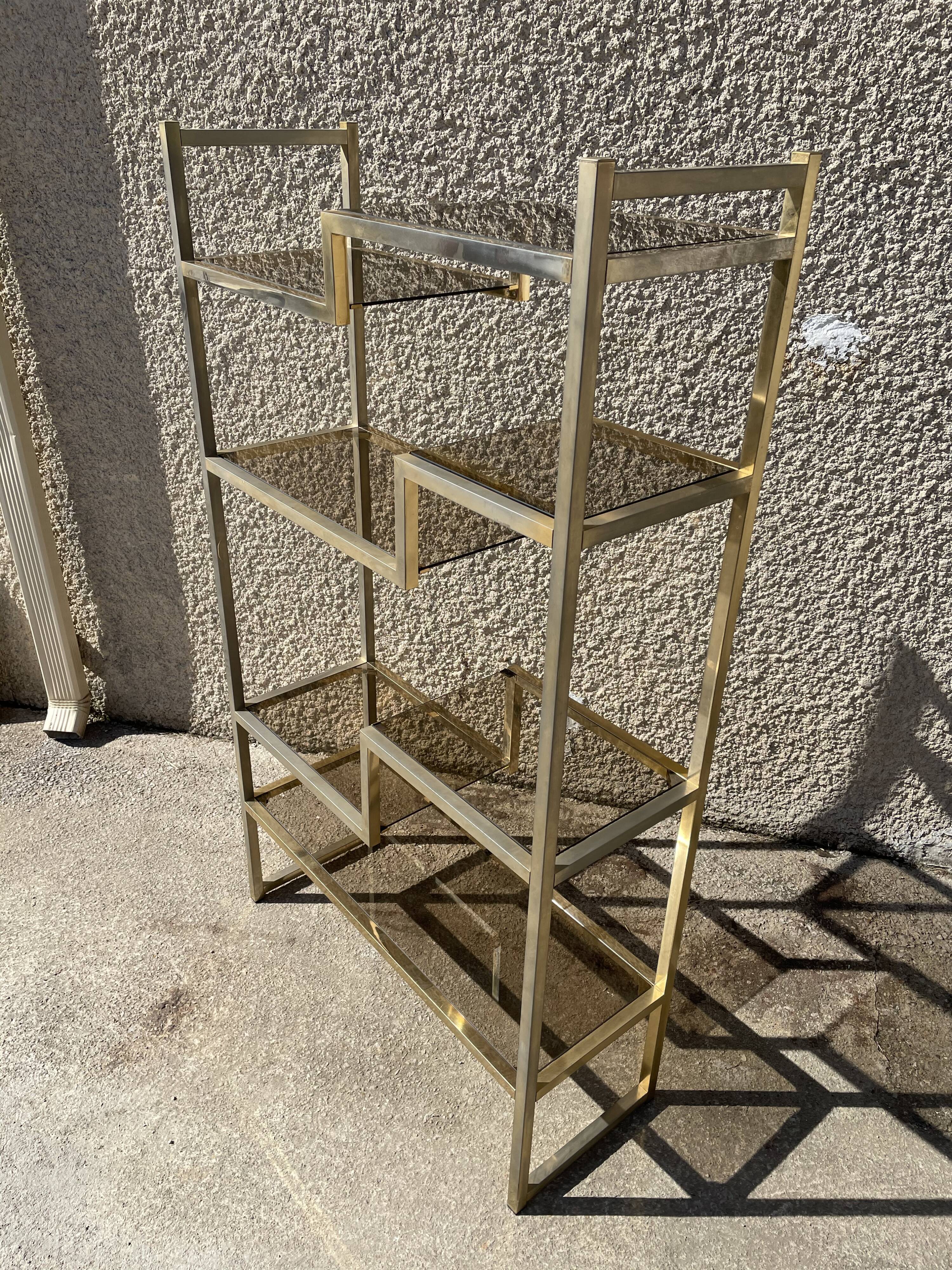 Vintage glass and brass library