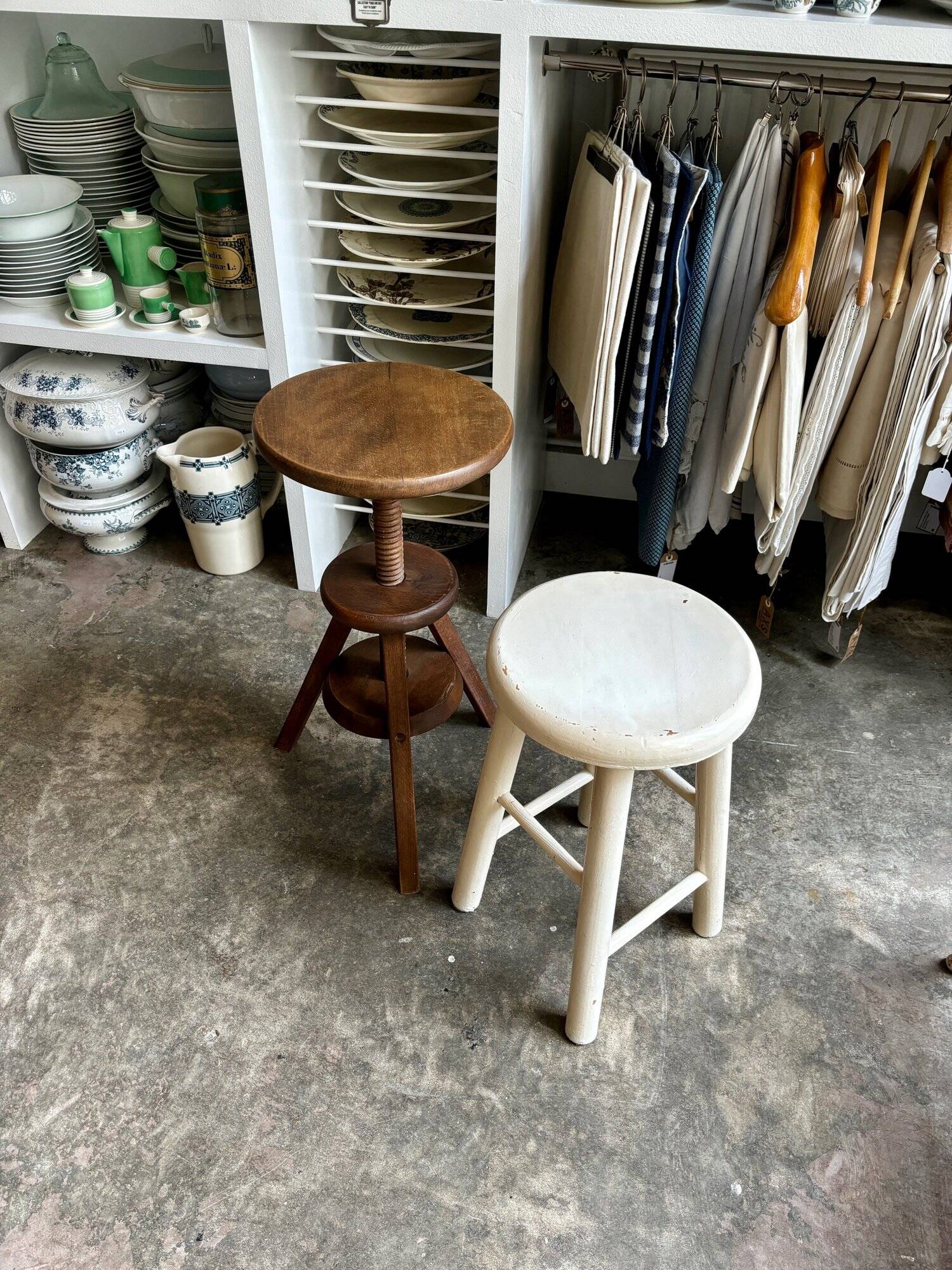 White wooden stool