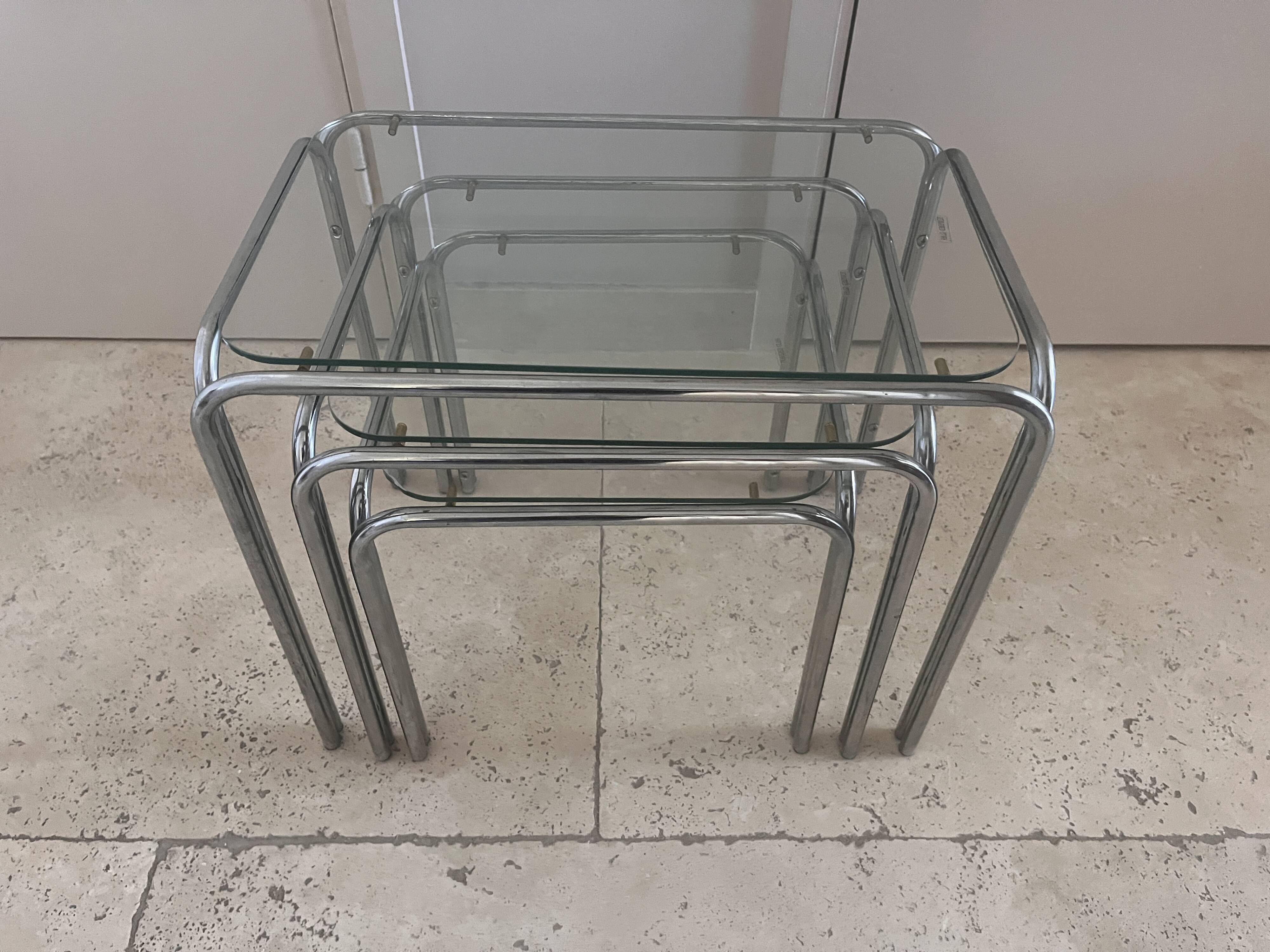 chrome nesting tables from the 1970s