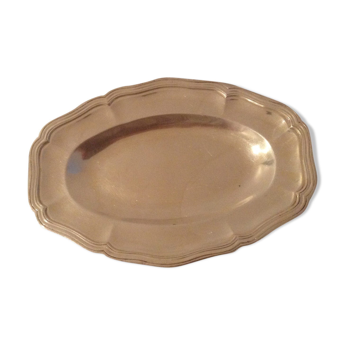 Plat ovale en métal argenté