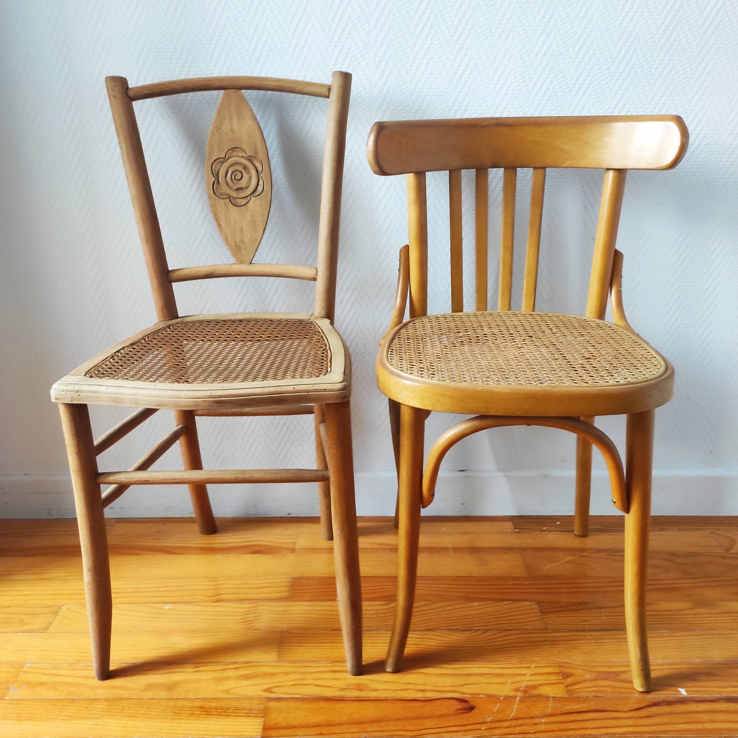 Set of 4 mismatched bistro chairs