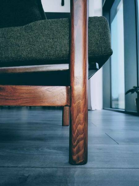 Mid Century Armchair Green Pillows Upholstery Living room armchair renovated