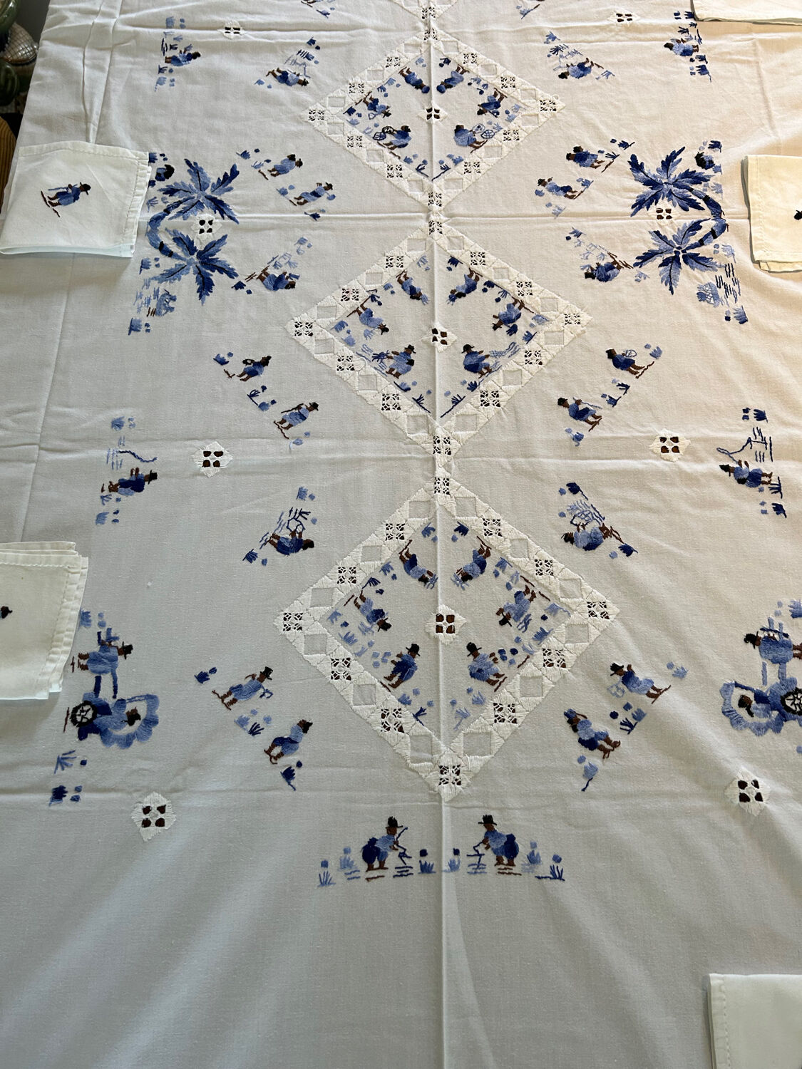 Hand-embroidered tablecloth