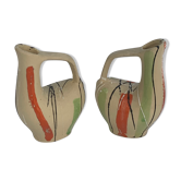 Two ceramic jugs design pattern vintage 1950/60 Simon Poët Laval