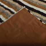 Striped Brown & Beige Vintage Kilim Rug, 133x170Cm
